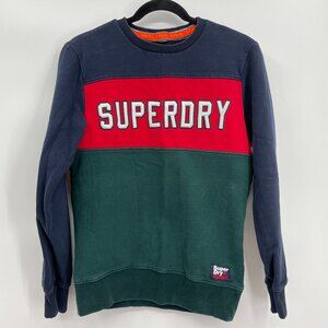 SUPERDRY Embroidered Color Block Crewneck Sweater Size S